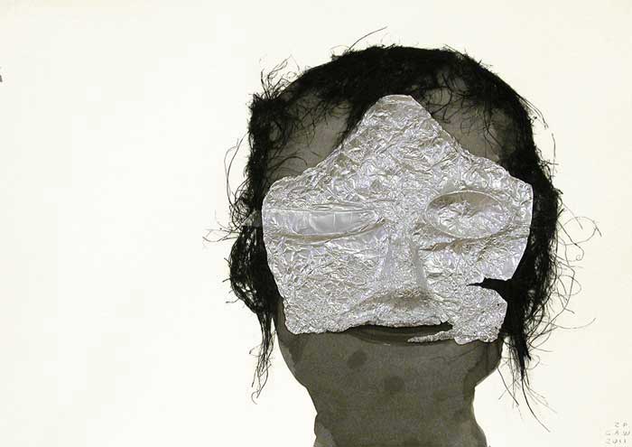 Selfportrait. 2011. Mixed media on paper. 29,7 x 42 cm