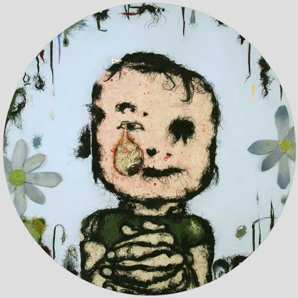 Selfportrait. 2010. Mixed media on cavas. Diameter 105 cm