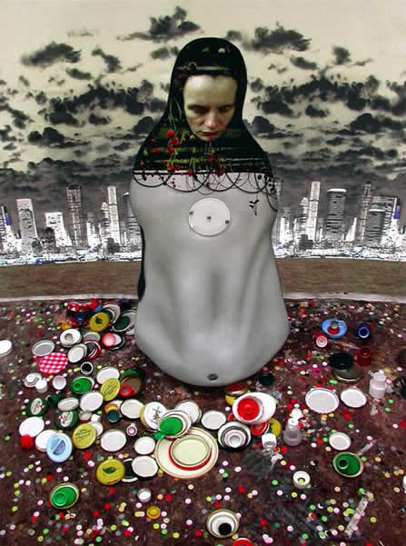 ‘Strawberry Fields Forever’. (nr. 1). 2004. Mixed media on fabric. 175 x 130 cm