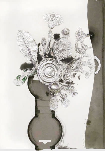 Vase (nr. 1). 2011. Mixed media on paper. 44 x 31 cm