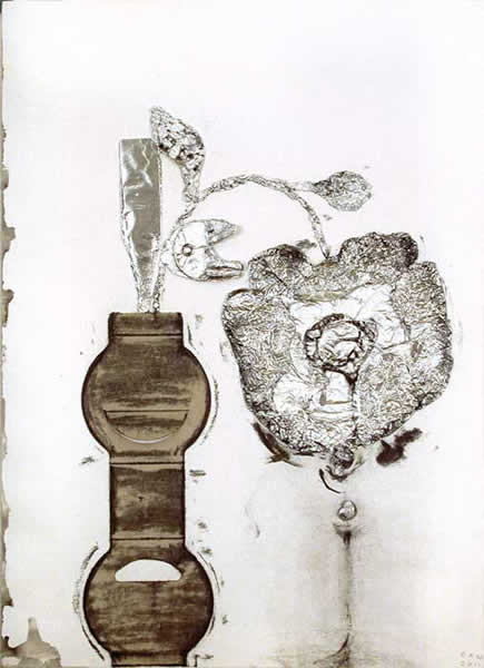 Vase (nr. 4). 2011. Mixed media on paper. 45 x 32,5 cm  